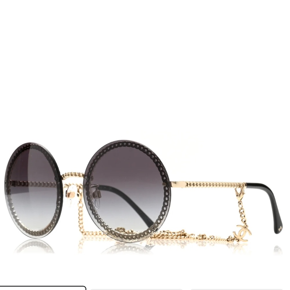 CHANEL Round Sunglasses with Chain